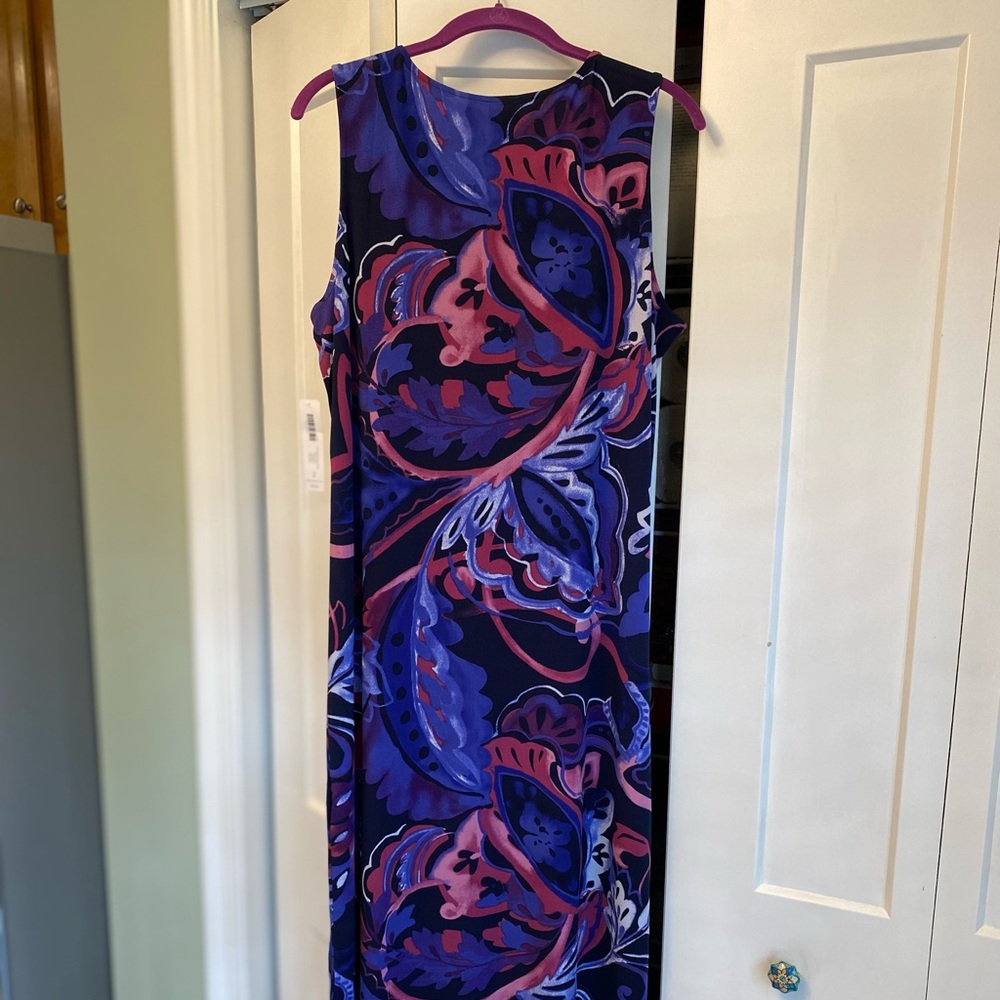 Chico’s Black & Purple Patterned Maxi Dress. New With Tags